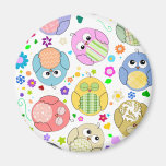 Motif mignon de hiboux et de fleurs aimants