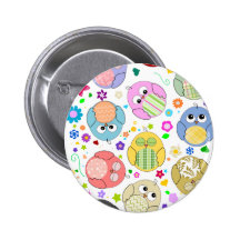 Motif mignon de hiboux et de fleurs pin's