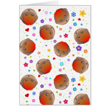 Motif mignon de merles et de fleurs carte de vœux