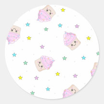 Motif mignon de petit gâteau adhésif rond