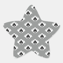 motif minuscule noir et blanc gris de damassé stickers en étoile