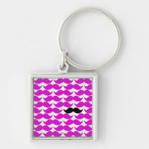 Motif noir de rose de moustache de guidon porte-clef