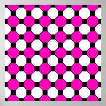 Motif noir d'hexagones de carrés blancs de roses i affiche