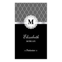 Motif noir élégant de dentelle de Patissier Carte De Visite