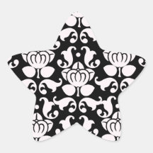 motif noir et blanc audacieux de damassé autocollants