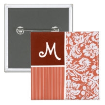 Motif orange de damassé badge avec épingle