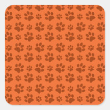 Motif orange d'empreinte de patte de chien autocollant carré