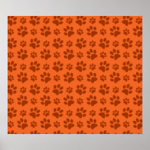 Motif orange d'empreinte de patte de chien posters