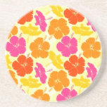 Motif orange et rose de ketmie dessous de verres