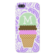Motif pourpre de Paisley ; Cornet de crème glacée Étui iPhone 5