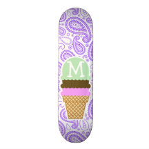 Motif pourpre de Paisley ; Cornet de crème glacée Planches À Roulettes Customisées