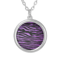 Motif pourpre de rayure de zèbre (scintillement de collier personnalisé