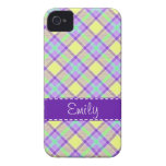 Motif pourpre et jaune de plaid coque iPhone 4