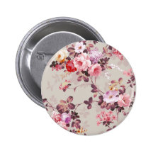 Motif pourpre rouge-rose élégant vintage de roses badges avec agrafe