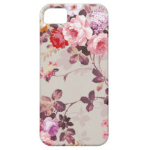 Motif pourpre rouge-rose élégant vintage de roses étuis iPhone 5
