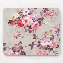 Motif pourpre rouge-rose élégant vintage de roses tapis de souris