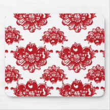 motif roman blanc et rouge de damassé tapis de souris