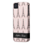 Motif rose chic de Tour Eiffel personnalisé Coques iPhone 4