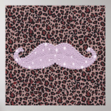 Motif rose drôle de moustache et de poster de anim
