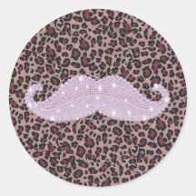 Motif rose drôle de moustache et de poster de anim autocollant