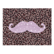 Motif rose drôle de moustache et de poster de anim cartes postales