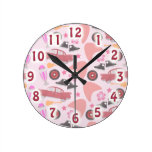motif rose élégant des années 1950 rétro horloges
