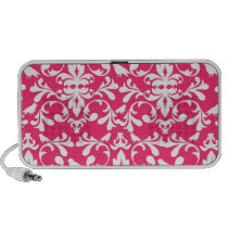 motif rose et blanc de damassé d'oiseau haut-parleurs