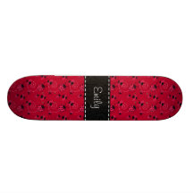 Motif rose et noir de coccinelle skateboards cutomisables