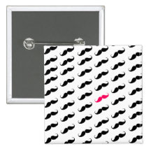Motif rose et noir Girly drôle de moustache Badges
