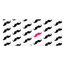 Motif rose et noir Girly drôle de moustache Motif Pour Double Carte