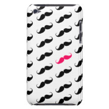 Motif rose et noir Girly drôle de moustache Étuis Barely There iPod