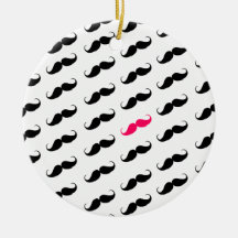 Motif rose et noir Girly drôle de moustache Décoration Pour Sapin De Noël