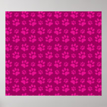Motif rose magenta d'empreintes de pattes de chien posters