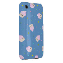 Motif rose mignon de petits gâteaux sur le bleu coques iPhone 3 Case-Mate