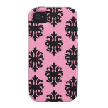 Motif rose noir mignon de damassé coque Case-Mate iPhone 4