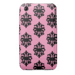 Motif rose noir mignon de damassé coque Case-Mate iPhone 3
