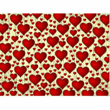 Motif rouge de coeurs découpage en acrylique