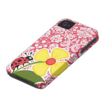Motif rouge de damassé ; Coccinelle Coque iPhone 4 Case-Mate