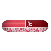 Motif rouge de damassé skateboards cutomisables