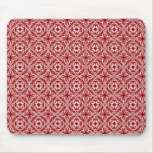 Motif rouge de fantaisie de damassé de vacances tapis de souris