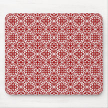 Motif rouge élégant de damassé tapis de souris