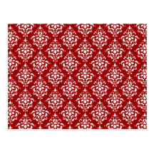 MOTIF ROUGE ET BLANC AUDACIEUX 1 DE DAMASSÉ CARTE POSTALE
