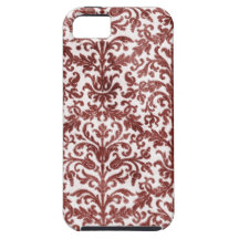 Motif rouge et blanc de papier peint de damassé coque iPhone 5