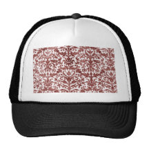 Motif rouge et blanc de papier peint de damassé casquette
