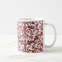 Motif rouge et blanc de papier peint de damassé tasse