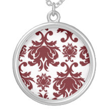 motif rouge foncé de damassé sur l'arrière - plan  collier personnalisé