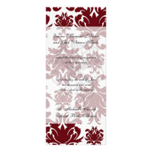 motif rouge foncé de damassé sur l'arrière - plan  faire-parts