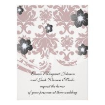motif rouge foncé de damassé sur le blanc cartons d'invitation personnalisés