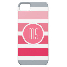Motif rouge-rose de MonogramStripes Étuis iPhone 5