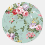 Motif rouge-rose élégant vintage de roses autocollants ronds